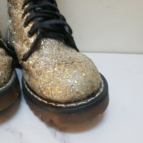 Dr. Martens RARE Vintage 90s Gold Chunky Glitter Boots - Picture 9 of 16